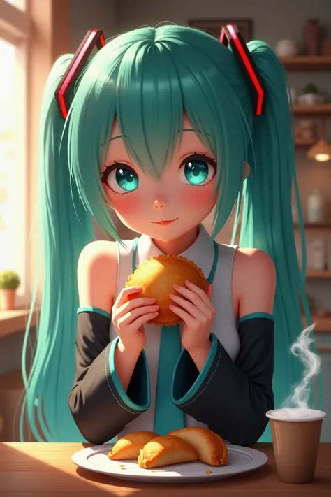 Hatsune Miku with empanada
