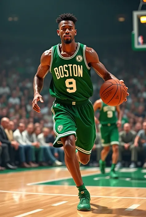 Boston basketball player number 9 green jersey