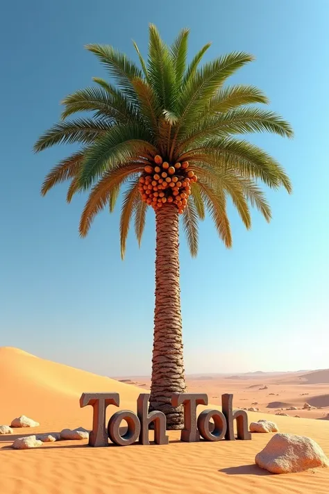 The name  (toh toh  )  in the Sahara desert in the form of a date palm 