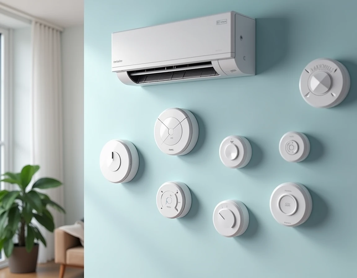  Temperature sensors  : 
 Humidity sensors  : 
 Pressure sensors  :
 Air quality sensors : 
CO2 sensors  :
 Occupancy Sensors  : 
 Flow meters  : 
 of an air conditioner 