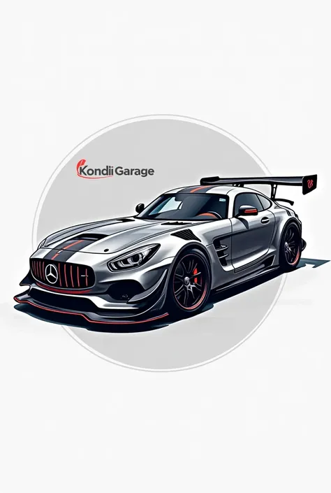 Logo with sports car and the name Kondi Garage