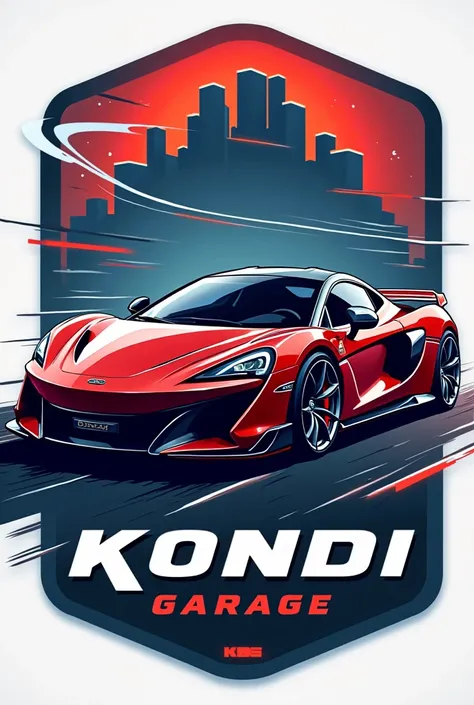 Logo with sports car and the name Kondi Garage