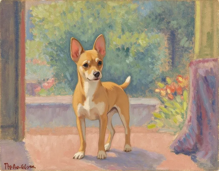 early 20th century impressionist painting of a chihuahua