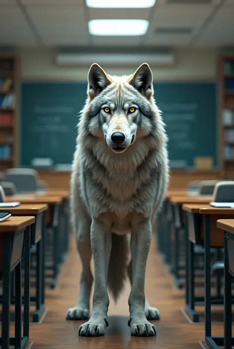 Wolf in a classroom 