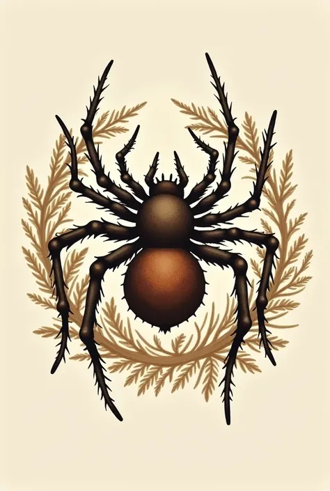  Logo for crochet fabric store called Nearacnid. It must contain a spider silhouette and the centered name. earth colors 