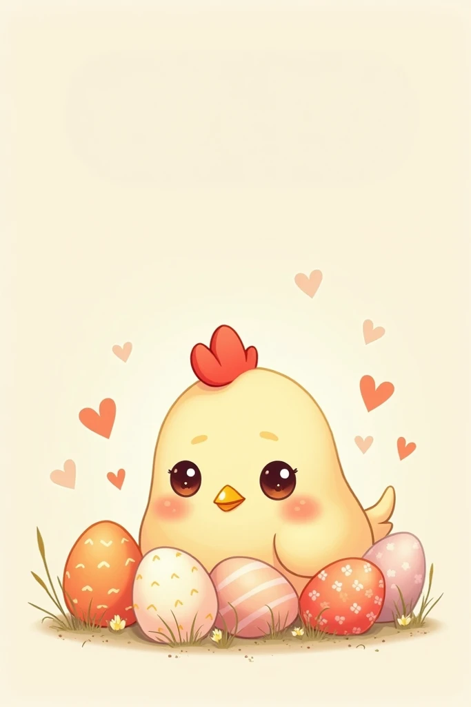 A pretty chibi 2n chicken with eggs all around
