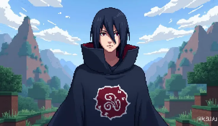 Pixel art de Itachi Uchiha Minecraft 

