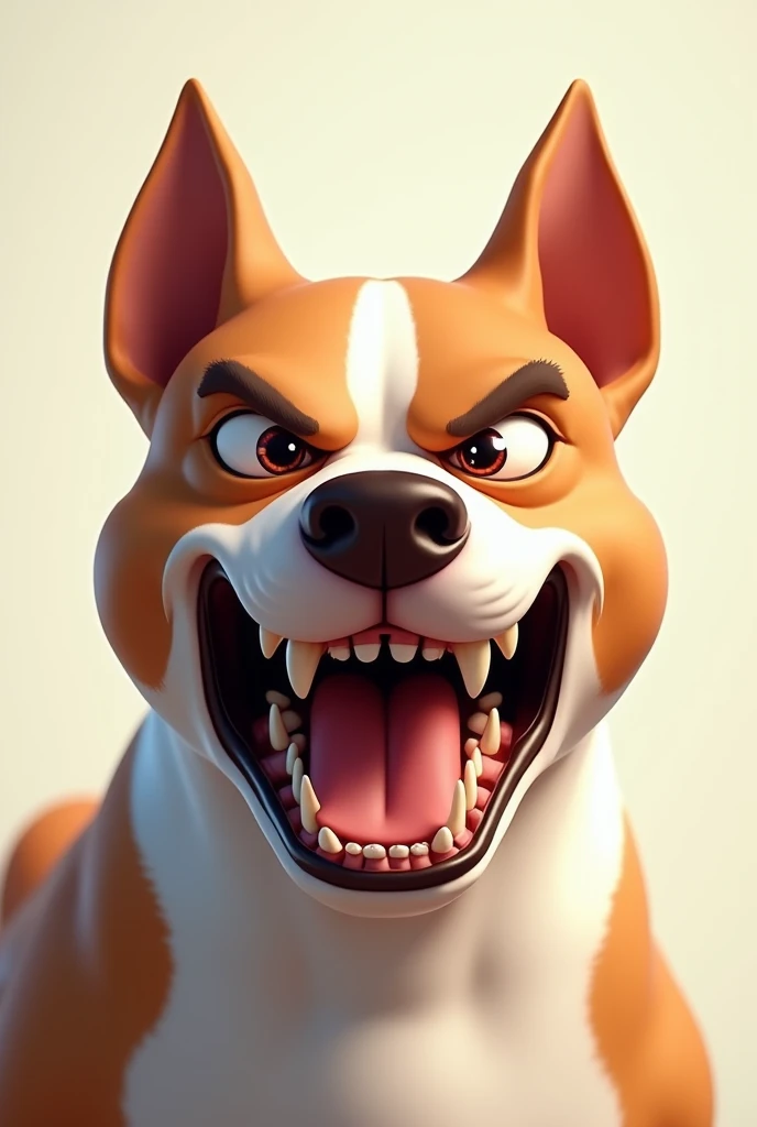 Angry Pitbul head white and brown animated image 