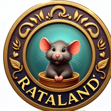 Make me a picture of a coin that says Rataland and a rat in the center