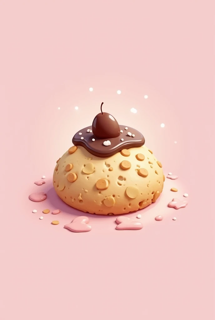 Generate a logo for my own crumble cookies it should be aesthetic and simple do not take more than 2 colors preferably pastel shades of pink or light purple the cookie should be realistic and aesthetic with a toping