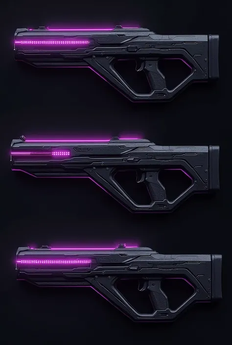 Futuristic black and purple weapons 