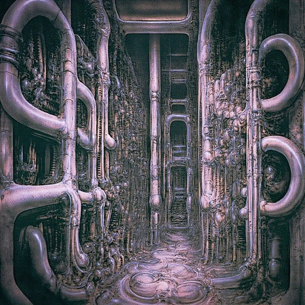 h. r. giger's g1g3r, , giger_style, h. r. giger's g1g3r, , giger_style, the image is a detailed view of h.r. giger's \" pasagen ...