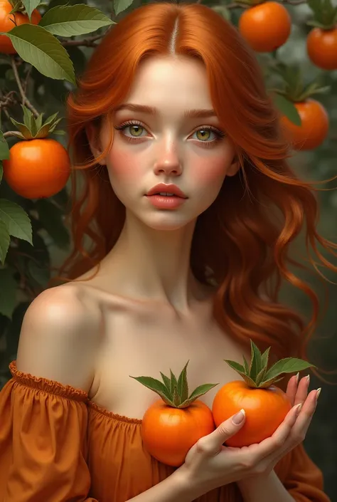 Personification of persimmon as a woman