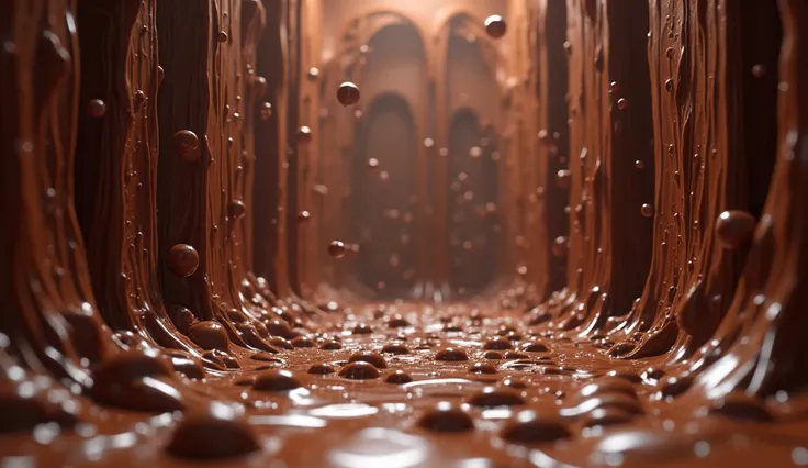 Chocolate flies everywhere, covering the floor, walls, and even the s.
