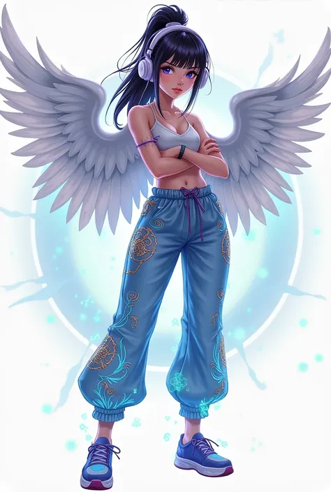 Logo of a gamer girl wearing angelic pants and yin gan style
