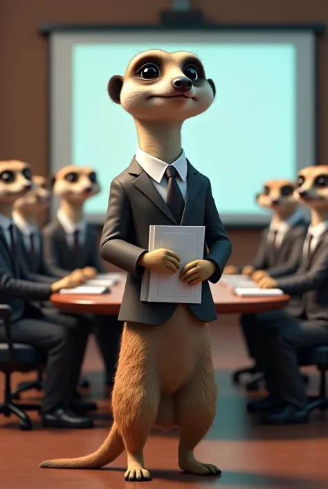 Do a meerkat presenting a business meeting!