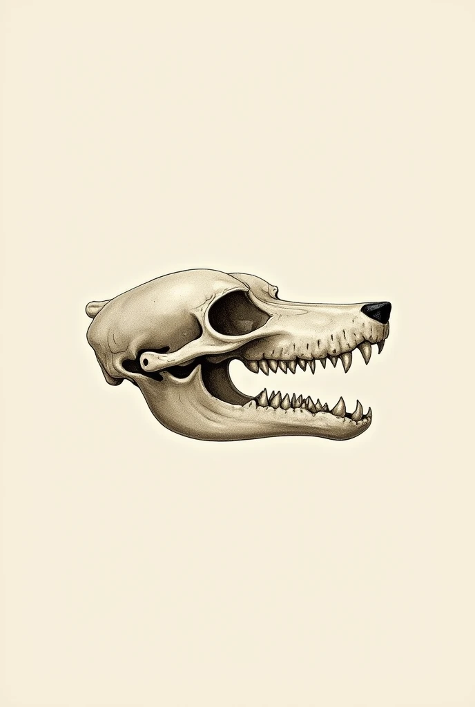 Draw the zygomatic bone and the mandible of a fox face on.