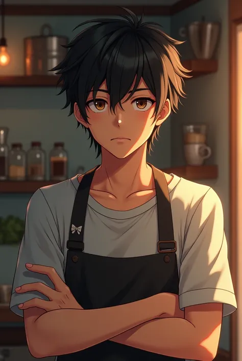 Age: 20 years

Appearance:  Ryo has dark, slightly messy hair , brown eyes and a serious expression,  that reflects his concern for the future of the coffee shop . He has an ordinary appearance ,  but his delicate features may hide a surprising inner stren...