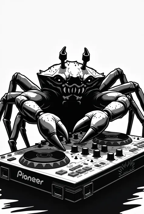 Black and white DJ Crab design with Pionner controller 