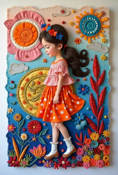 painting made of fabrics made by a girl 