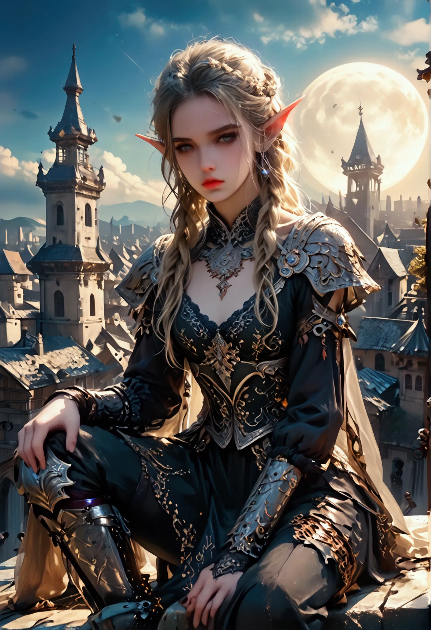 score_9, score_8_up, score_7, a picture of an epic fantasy thief , female elf (best details, masterpiece, best quality: 1.5), ep...