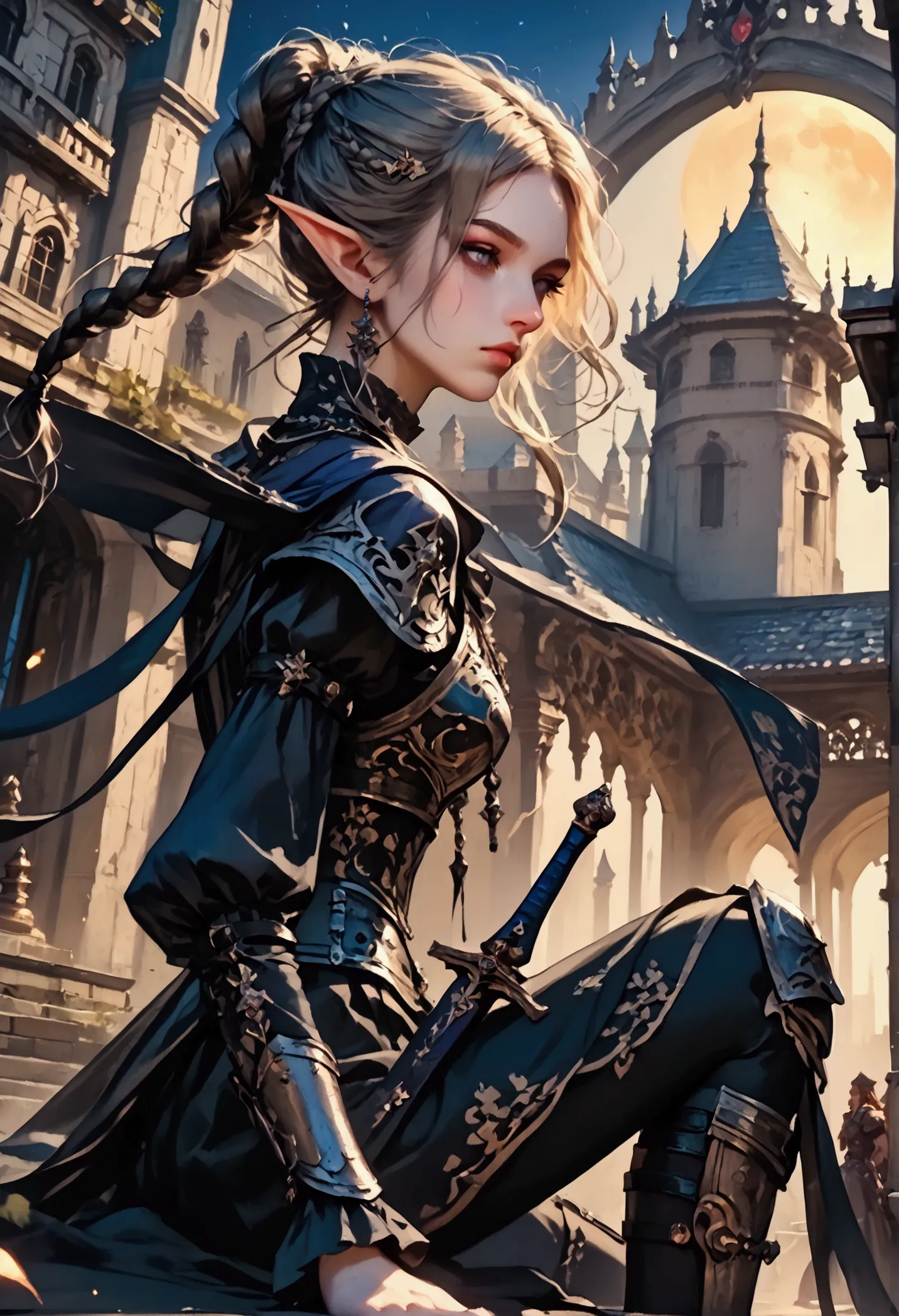 score_9, score_8_up, score_7, a picture of an epic fantasy thief , female elf (best details, masterpiece, best quality: 1.5), ep...