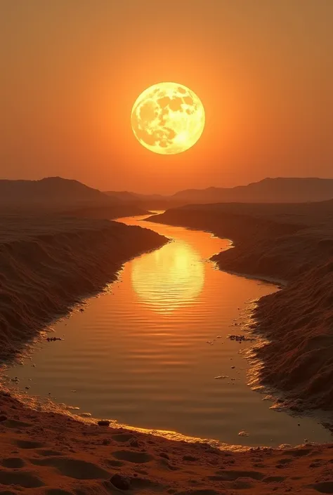 The sun physically setting in a muddy pool