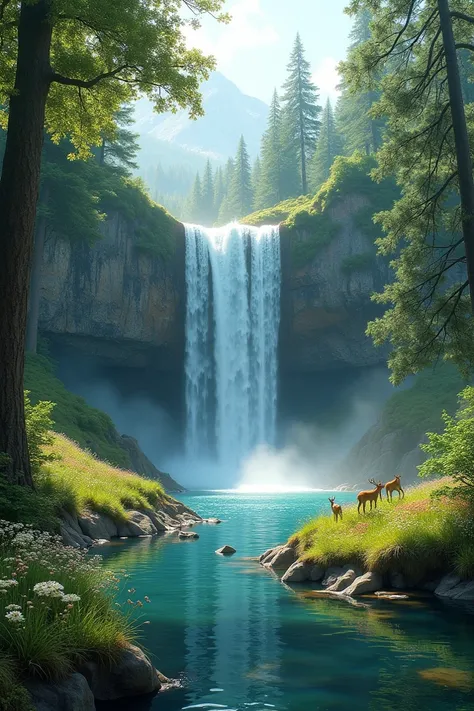 Beautiful landscape with waterfall