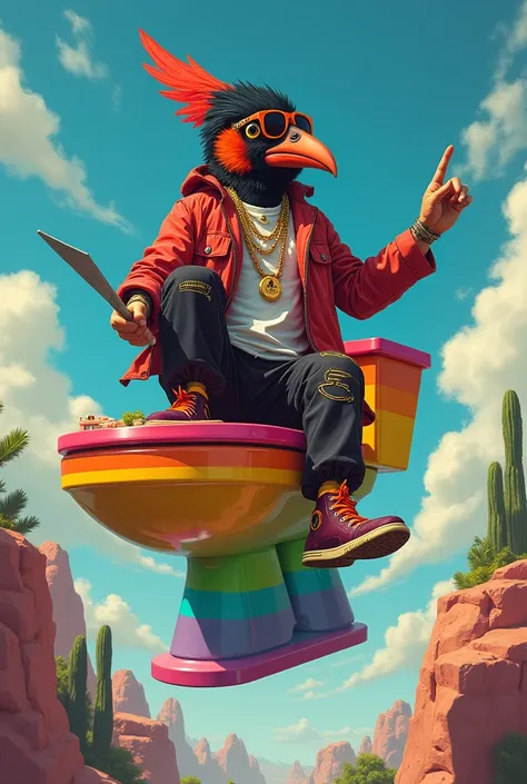 Bullfinch rapper flies to Mexico on a rainbow toilet from Aviasales