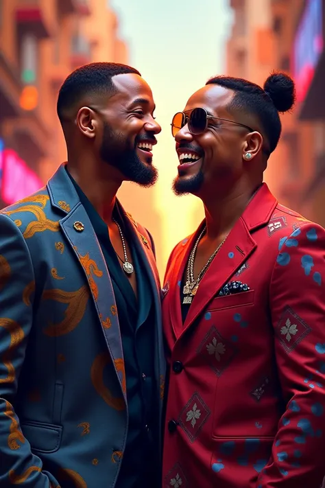 Crea una foto de Will Smith con daddy Yankee