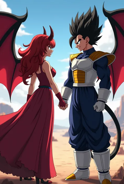 Rías Gremory holding hands with Vegeta 