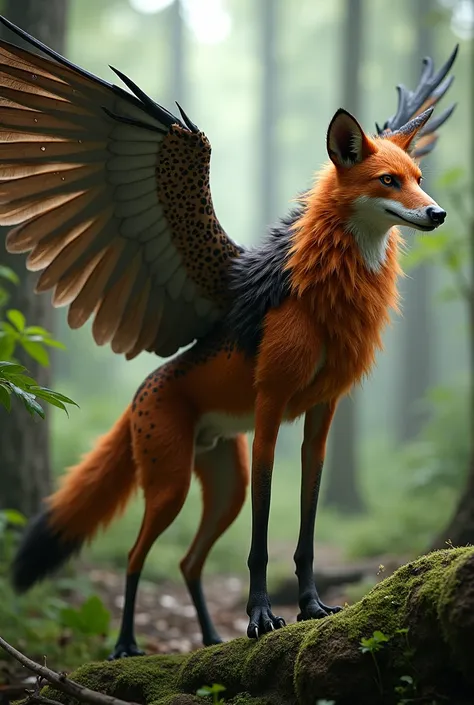 maned wolf with hawk wings