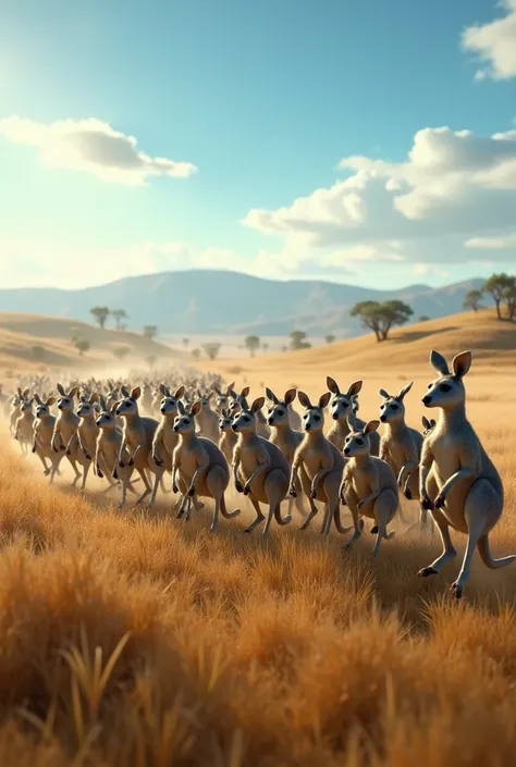 Herd of 50 kangaroos