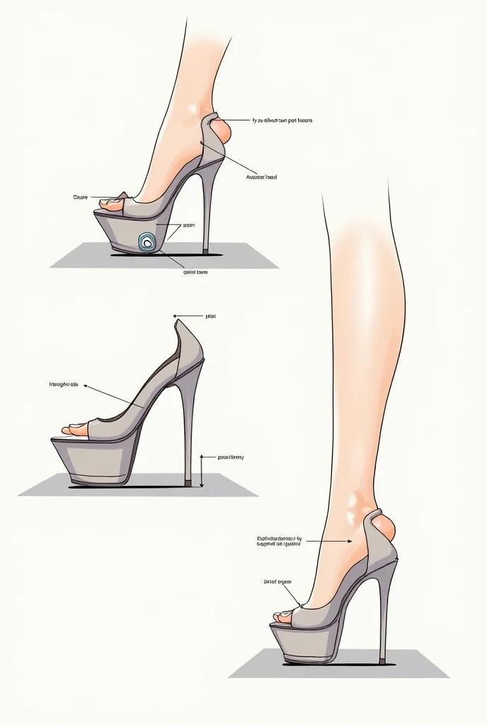 Make a diagram of womans high heel on platform. Instructions. Presentation. Please note to perform a Rollbar 3 action, with the instructions of the class