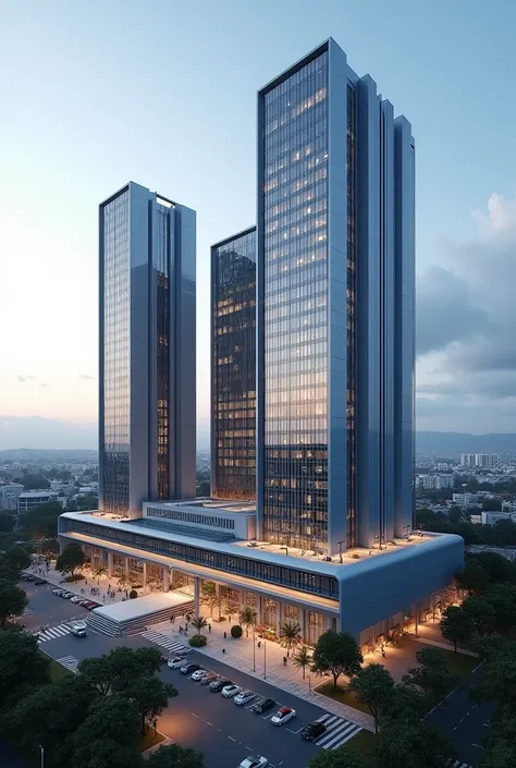  Hospital front,  trauma hospital , university student, best of Colombia , aerial view, heliport , Three towers,  emergency entry, with parking space , industrial design 