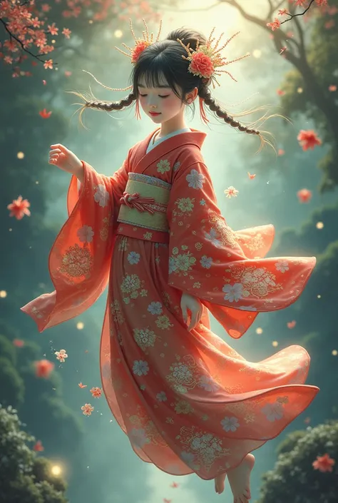 girl，kimono，float， Japanese Mythology 