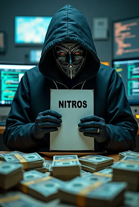 Un hacker che si chiama nitros circondato dai soldi deve tenere un foglio con scritto  nitros e sembrare più realistico possibile
Lhacker deve avere una maschera da hacker anonymus e sembrare pauroso aggiungi dei computer con codici di programmazione