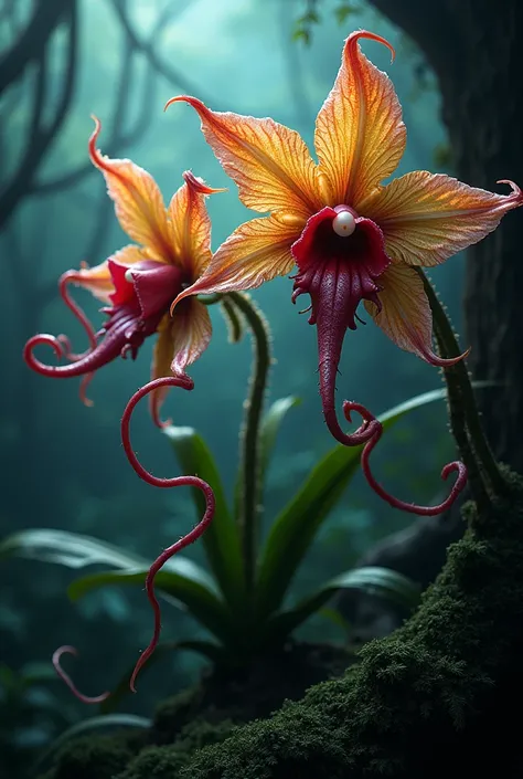 Carnivorous orchids, with tentacles 