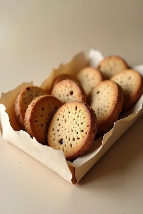  Make a prototype of my paper  "Cookie tray " 
These cookies are inside craft paper .  And these cookies are shaped like regular cookies that have brown dots all over the cake