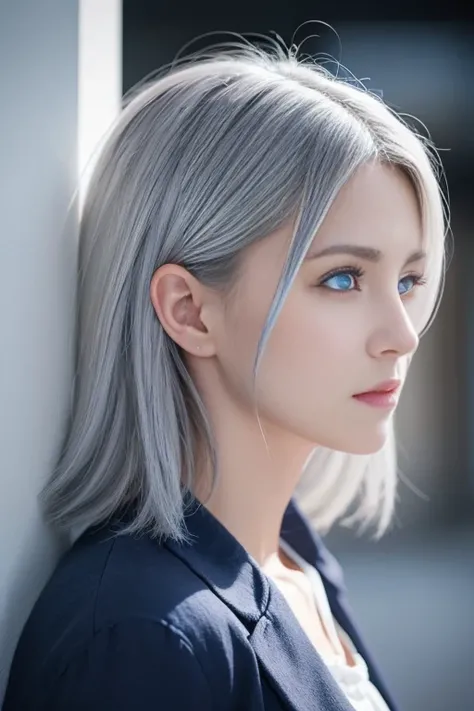 Gray Hair,  girl,  Profile Picture ,  blue eyes