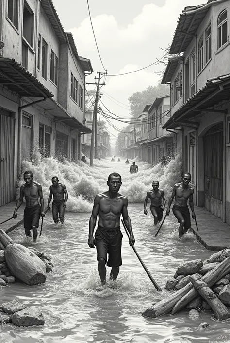 Create a rereading of the Workers work compared to the floods in Rio do Sul , with the artists drawing characteristics
