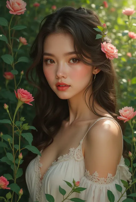 Beautiful woman in a garden