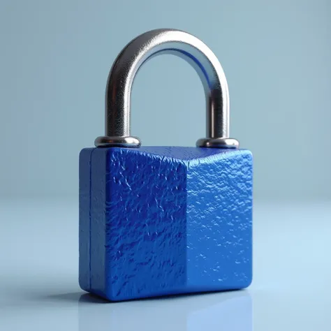 royal blue padlock with silver shackle, 3D style, 3D