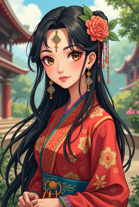 Nepali culture newari dress in anime version,manga art