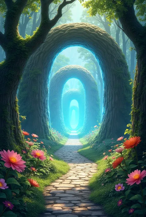 Make a magical portal in an enchanted garden 