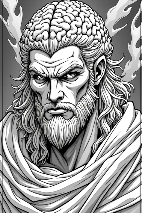 Coloring page of the god Hades with the Brain