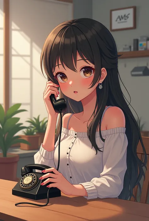 anime. Ana with telephone 