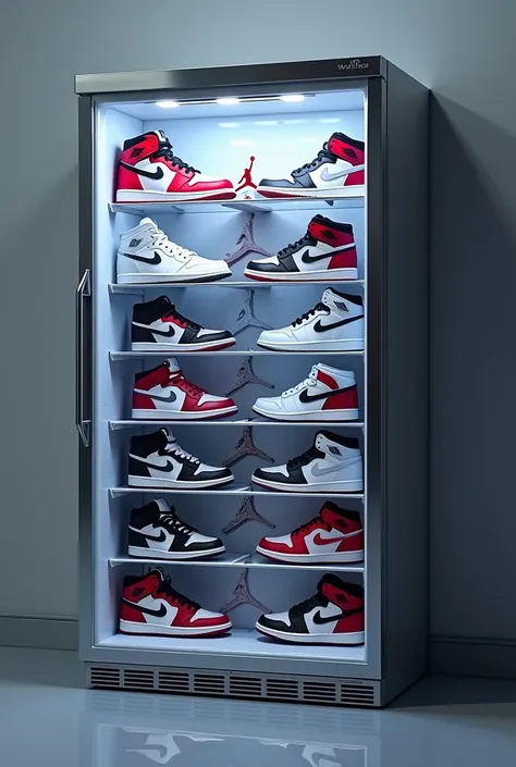 Generate a refrigerator full of Jordan shoes