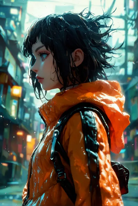 Hasme a female Naruto Uzumaki in the world of cyberpunk