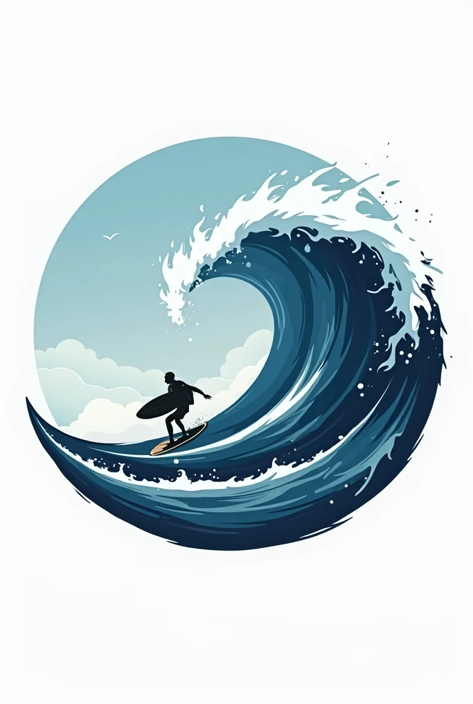 Exclusive and unique surf logo with waves and board